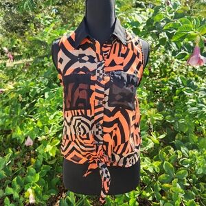 Hurley Sleeveless Sheer Top Geometric Pattern Women's Size XS Worn Once Surf